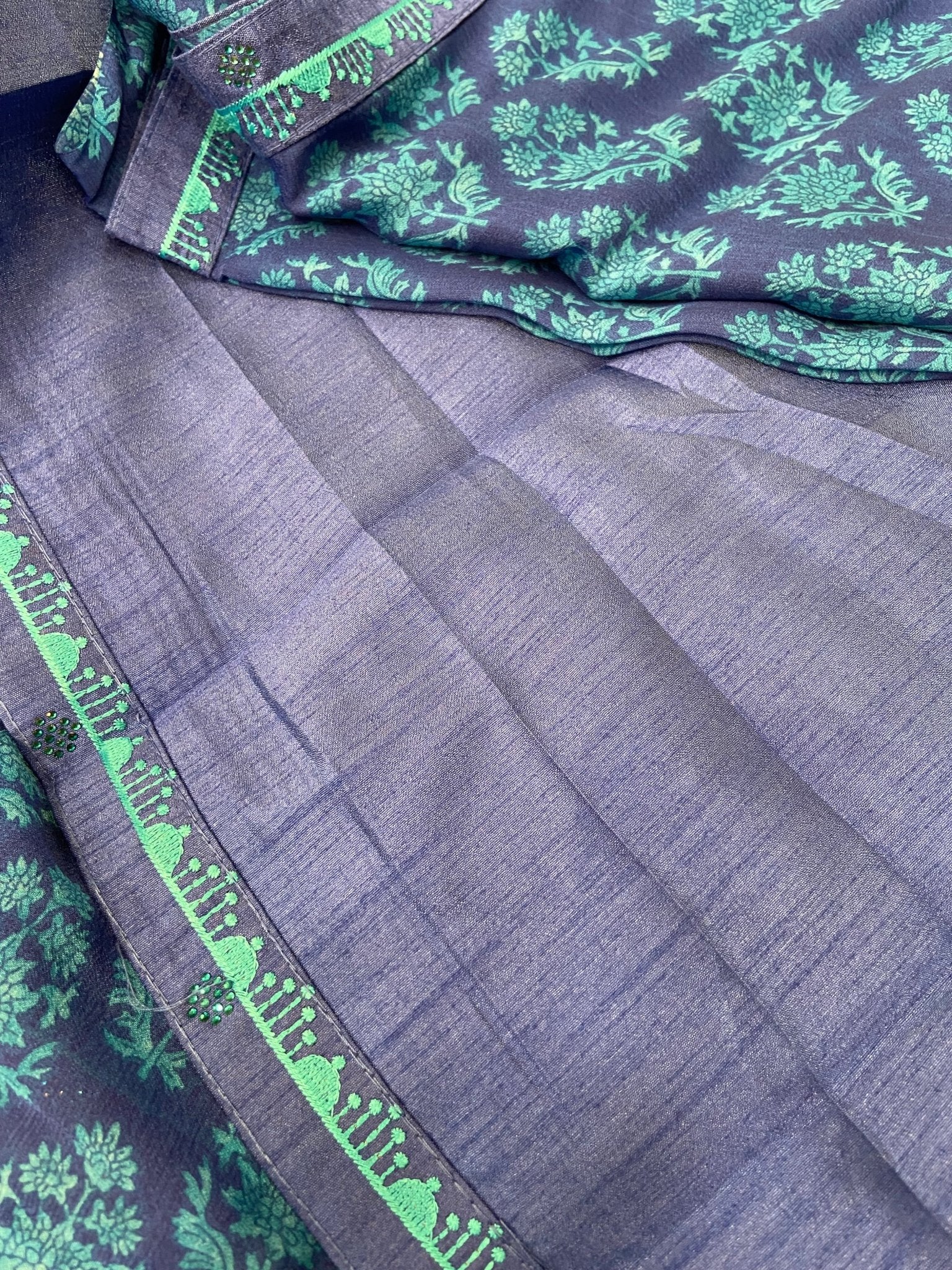 Semi crepe saree with stone work - Kanjeevaram Silk Mandir