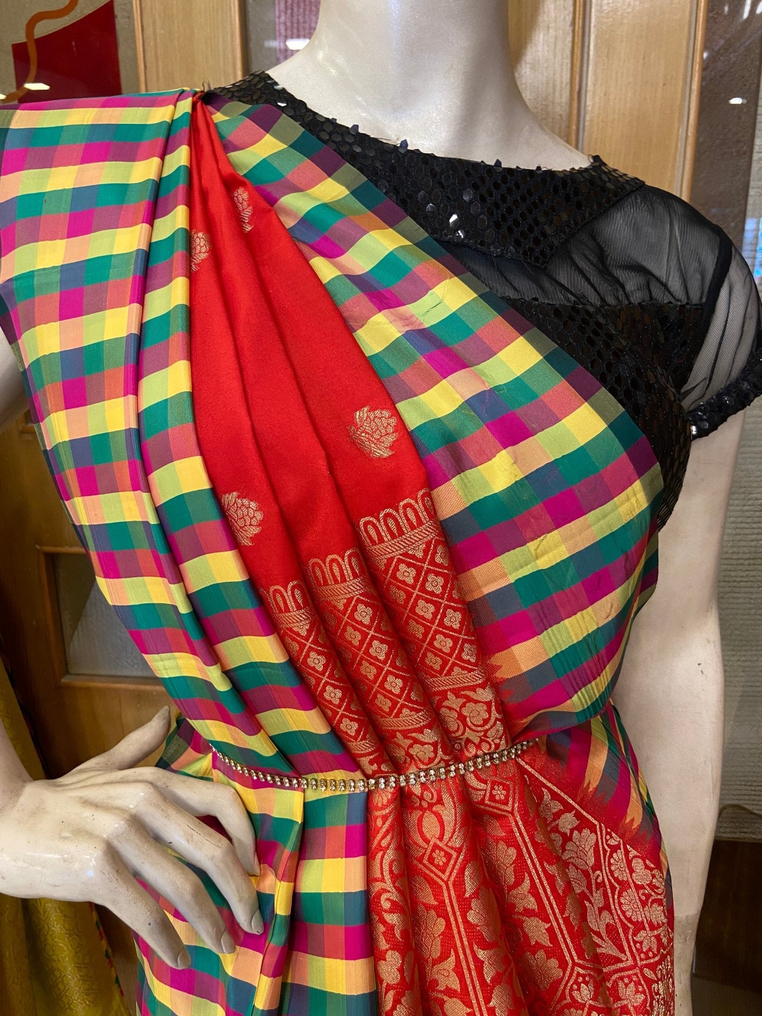 Semi Vintage Kanchipuram Silk Saree (light Red) - Kanjeevaram Silk Mandir
