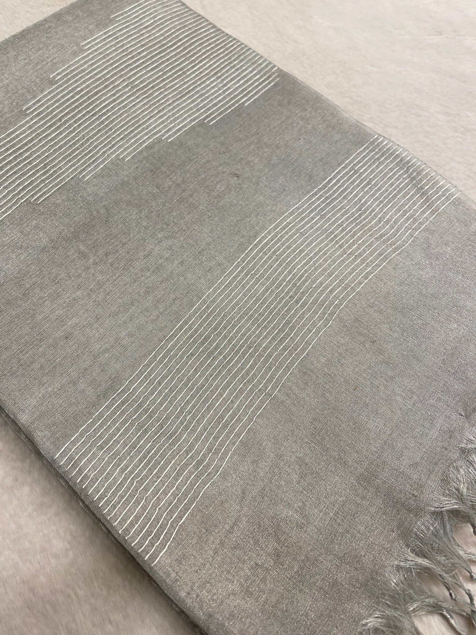 Tissue Organza Saree (Silver) - Kanjeevaram Silk Mandir