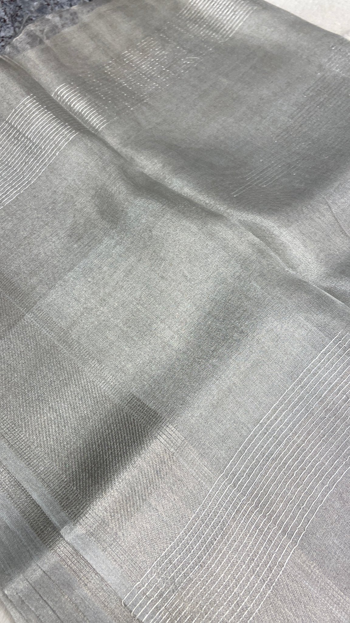 Tissue Organza Saree (Silver) - Kanjeevaram Silk Mandir