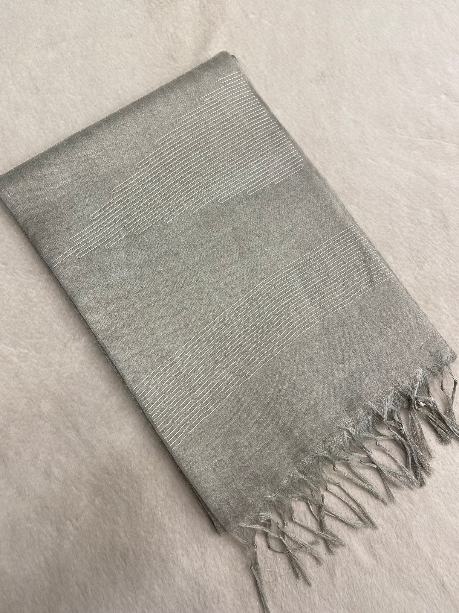 Tissue Organza Saree (Silver) - Kanjeevaram Silk Mandir